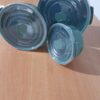 3 Στρογγυλά δοχεία αποθήκευσης - δοχεία ανάμειξης Petrol Green με διάφανο καπάκι